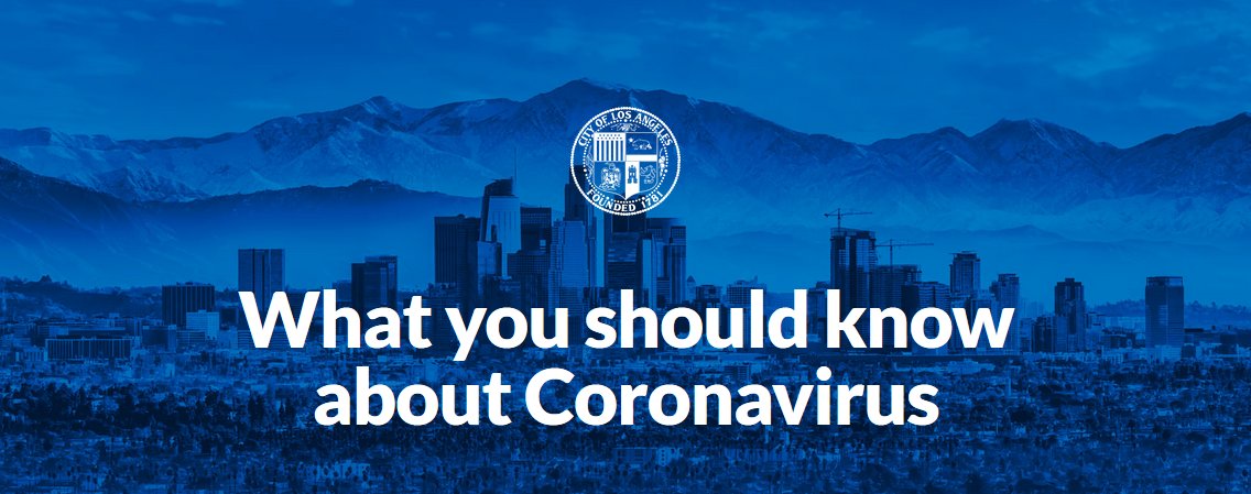 The best information on #COVID19 (#CoronaVirus)?

For everyone in the greater #LosAngeles area:
🔗 publichealth.lacounty.gov/media/Coronavi…

Those living in <a href="/LACity/">City of Los Angeles</a> are also encouraged to visit:
🔗 corona-virus.la  ...and to follow <a href="/ReadyLA/">LA City Emergency Management Department</a>