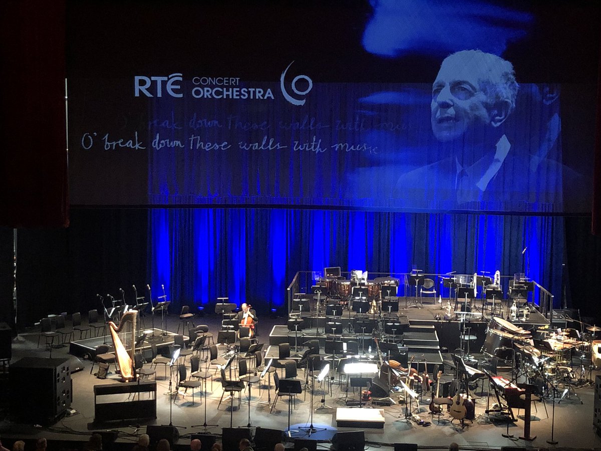 PaulatThePanel's tweet photo. Brilliant night in the @BGETheatre celebrating the genius of Leonard with great artists like @LisaHannigan, @MickFlannery, @MoncrieffMusic #PhelimDrew and @suzanne_savage with the @RTE_NSO. #LeonardCohen. I suspect @aikenpromotions will run this again. Superb. https://t.co/aq8GVsWGa0