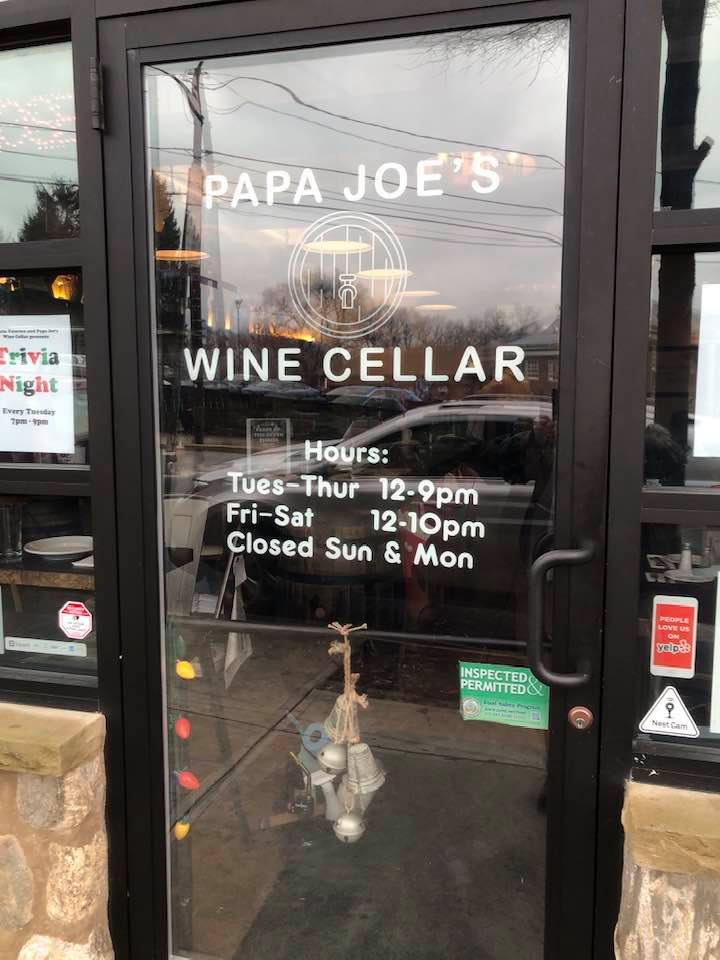 MrSign_PGH's tweet image. Door window lettering featuring hours and a logo for Papa Joe's Wine Cellar.

#DoorLettering #DoorGraphcs #WindowLettering #Pittsburgh #MrSignhttps://mrsignpittsburgh.com/products.cfm?signtypeProd=ST19&amp;amp;pgtype=Window%20Lettering%2FGraphics