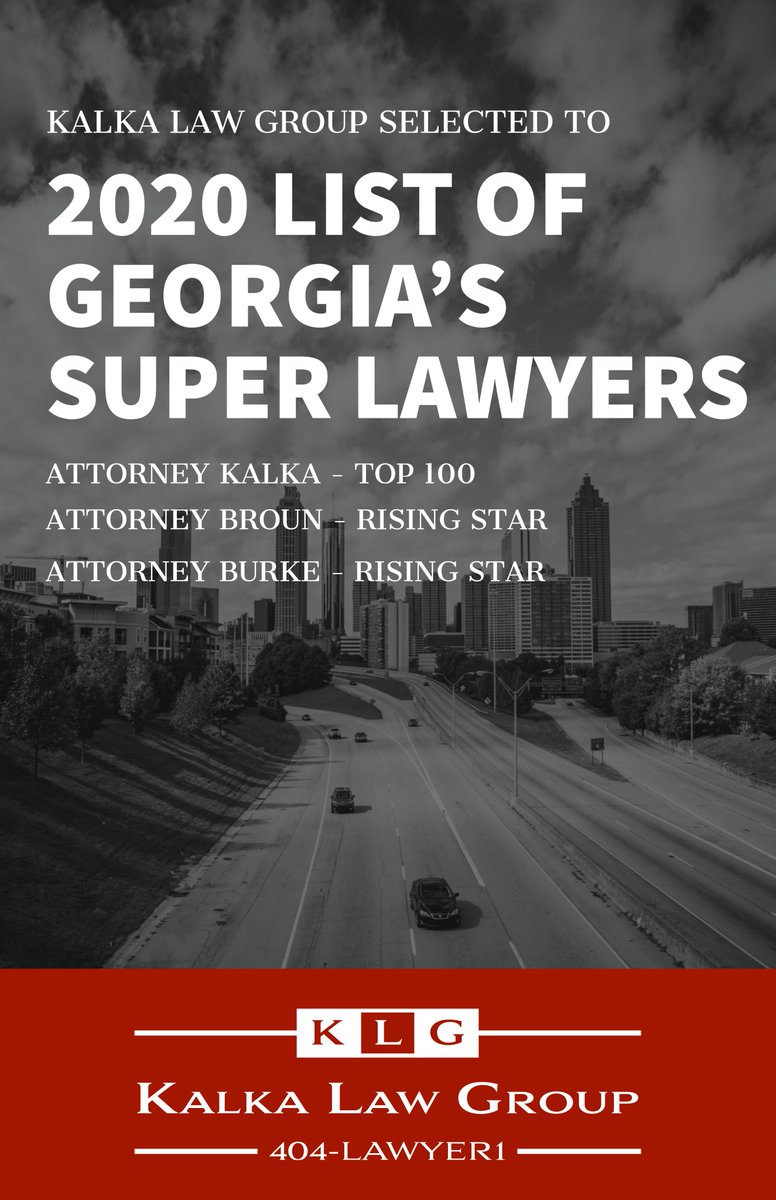 KalkaLawGroup's tweet photo. We are proud to announce that our own Attorney Kalka, Attorney Broun &amp; Attorney Burke have all been selected to the 2020 list of Georgia's Super Lawyers. Attorney Kalka named to the Top 100. Attorney Broun &amp; Attorney Burke named Rising Stars: https://t.co/BHWqgsPuWU https://t.co/uT82jqxyqU