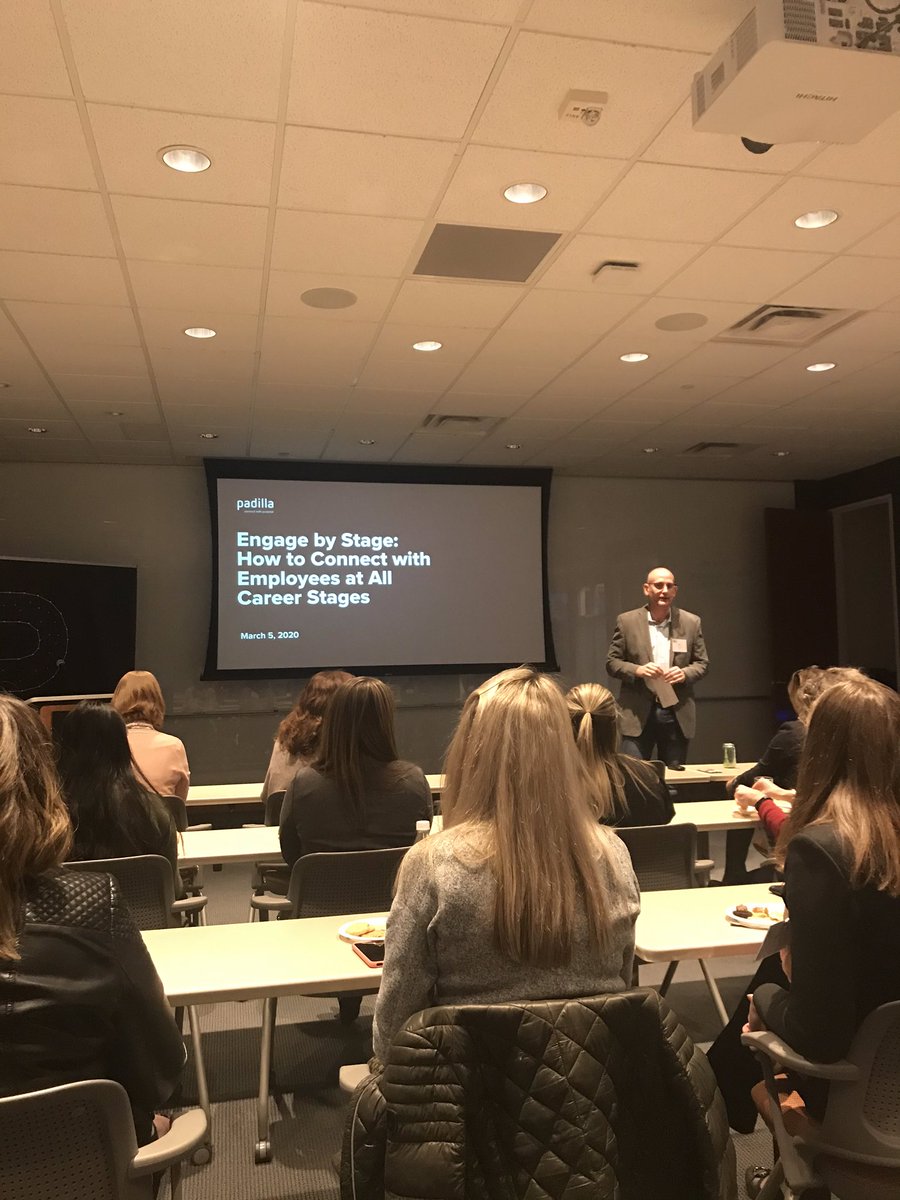Padilla_Comm's tweet photo. Thanks to everyone for joining us tonight! Gearing up for our #EmployeeEngagement conversation with @MinnesotaPRSA. #engagebystage #padillaproud https://t.co/YmNgKxUAXV