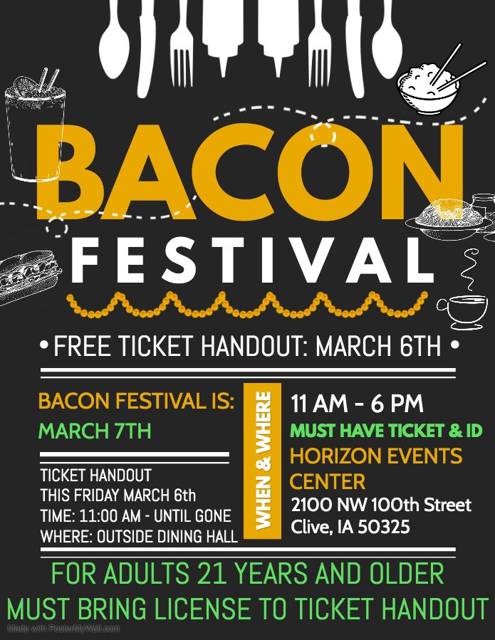 21 years and older bacon fest ticket handouts tomorrow!! 🥓
