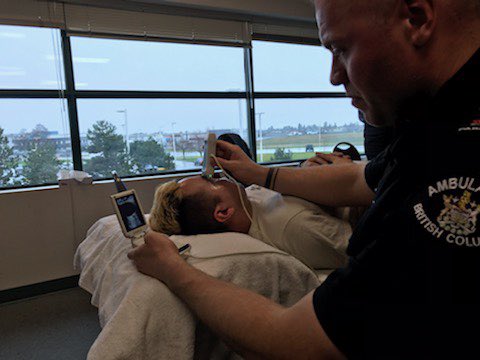 <a href="/BC_EHS/">BC Emergency Health Services</a> Critical Care Specialization Training. Ultrasound Day. Hitting that sweet hypoechoic ONSD magic. <a href="/critcare_medics/">BCEHS Flight Paramedics</a> <a href="/BCEHSCCP/">Adam Greene</a> <a href="/RobSchlamp/">Rob Schlamp</a> @Para_Specialist Big thank you to the models over the two days Jin, Amanda, Caroline