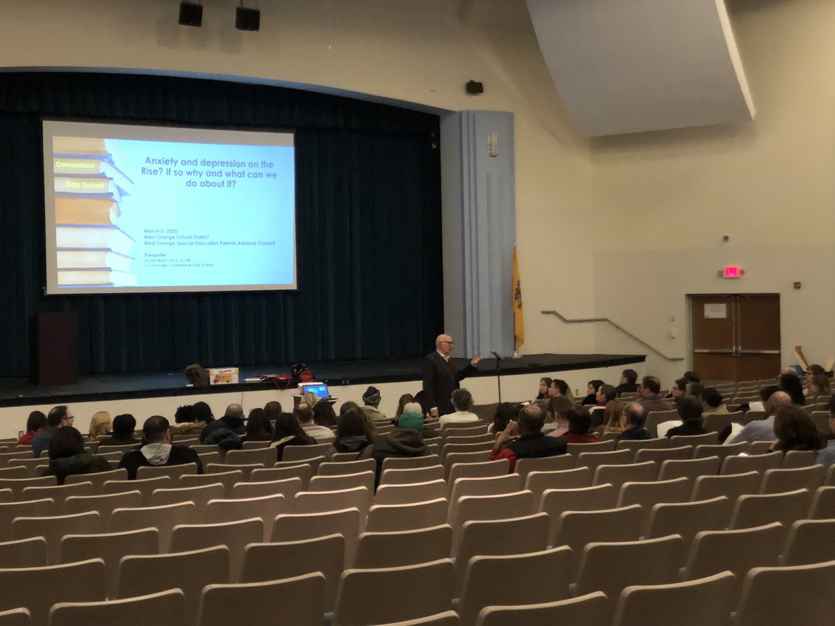 Great event hosted by @WOSEPAC Dr. Blau, Co-Founder of Cornerstone Day School, presenting to parents/guardians on anxiety and depression! #importanttopic