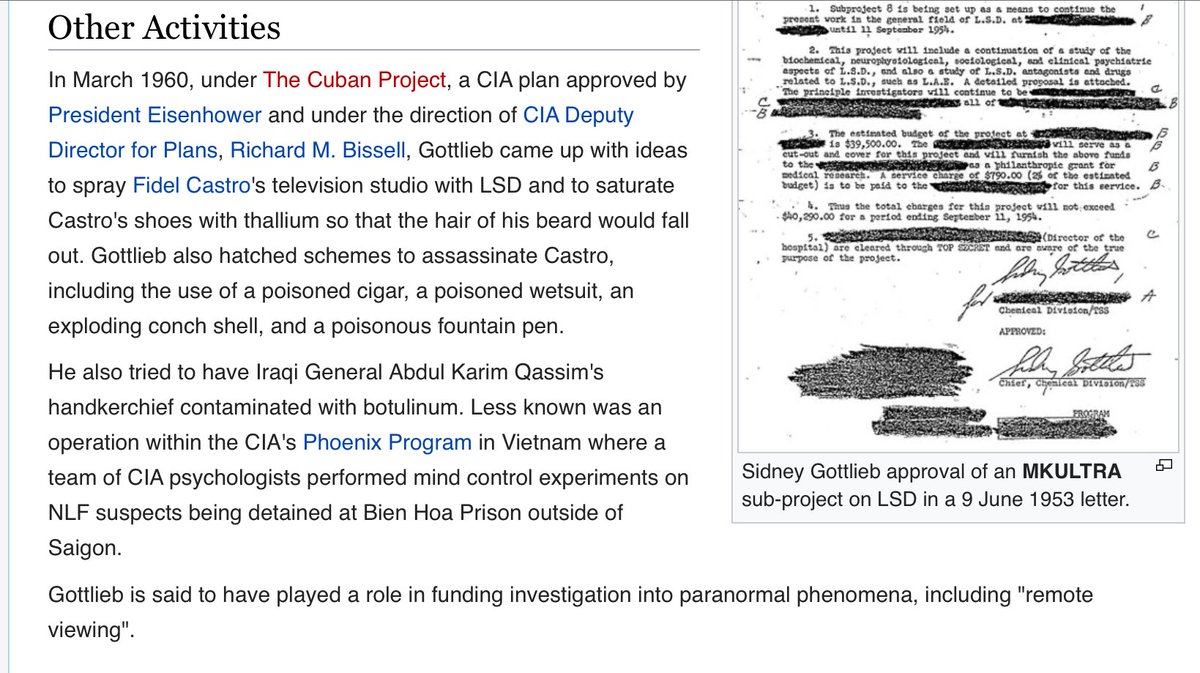 Meet Sidney Gottlieb aka Joseph Scheider Born 1951 Bronx, NY 1953 Gottlieb headed  #ProjectMKUltra & He became known as “Black Sorcerer” & “Dirty Trickster” = Whitey Bulger given LSD every day for a year  @POTUS @TheJusticeDep https://www.wnd.com/1998/11/3426/&nbsp; https://www.wikispooks.com/wiki/Sidney_Gottlieb  https://twitter.com/dmills3710/status/1171578470792671234