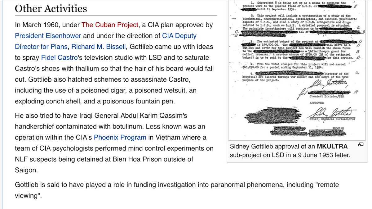 Meet Sidney Gottlieb aka Joseph Scheider Born 1951 Bronx, NY 1953 Gottlieb headed  #ProjectMKUltra & He became known as “Black Sorcerer” & “Dirty Trickster” = Whitey Bulger given LSD every day for a year  @POTUS @TheJusticeDep https://www.wnd.com/1998/11/3426/  https://www.wikispooks.com/wiki/Sidney_Gottlieb  https://twitter.com/dmills3710/status/1171578470792671234