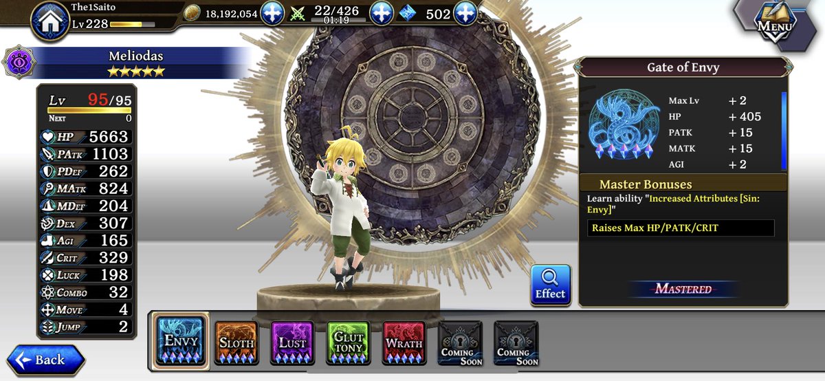 The1Saito's tweet photo. ๐ธ #TheAlchemistCode 5 Gates maxed for Meliodas and 2 Gates for Ban. #7DSCollab https://t.co/9qfZbwwh8a