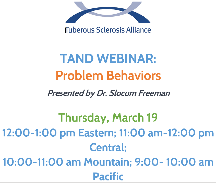 tscalliance's tweet photo. Join us in 2 weeks for a TAND Webinar on Problem Behaviors presented by Dr. Slocum Freeman starting at 12 PM Eastern, 11 AM Central, 10 AM Mountain, 9 AM Pacific!

You can join via computer: https://t.co/sWPz5ySP96 

Or join by phone: +1 (786) 535-3211 
Access Code: 870-802-477 https://t.co/Xc8HFYlfSh