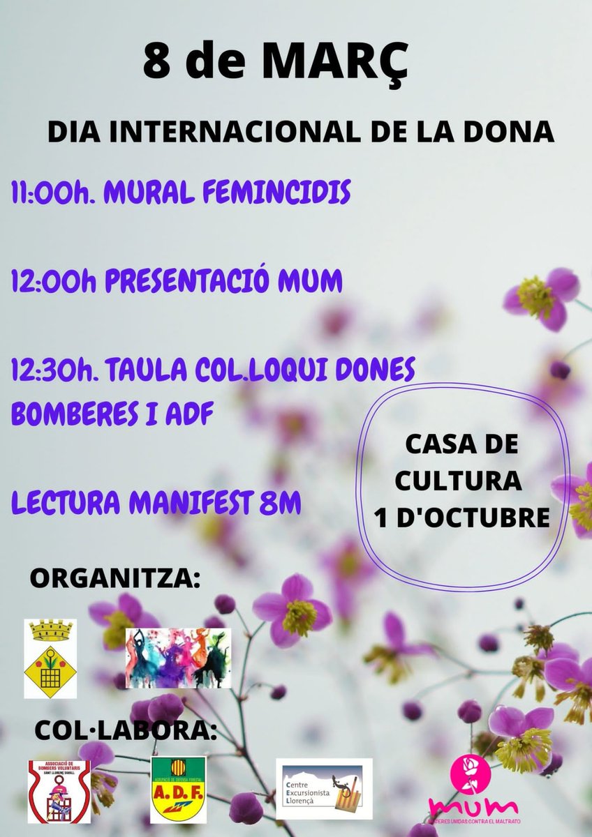 CDR_Savall's tweet photo. Aquest #8M Sant Llorenç Savall a per totes!
Us deixem totes les activitats que es faran en motiu del dia Internacional de les Dones 💪🏼

#Decidimfeminisme https://t.co/gliaOhtmDY