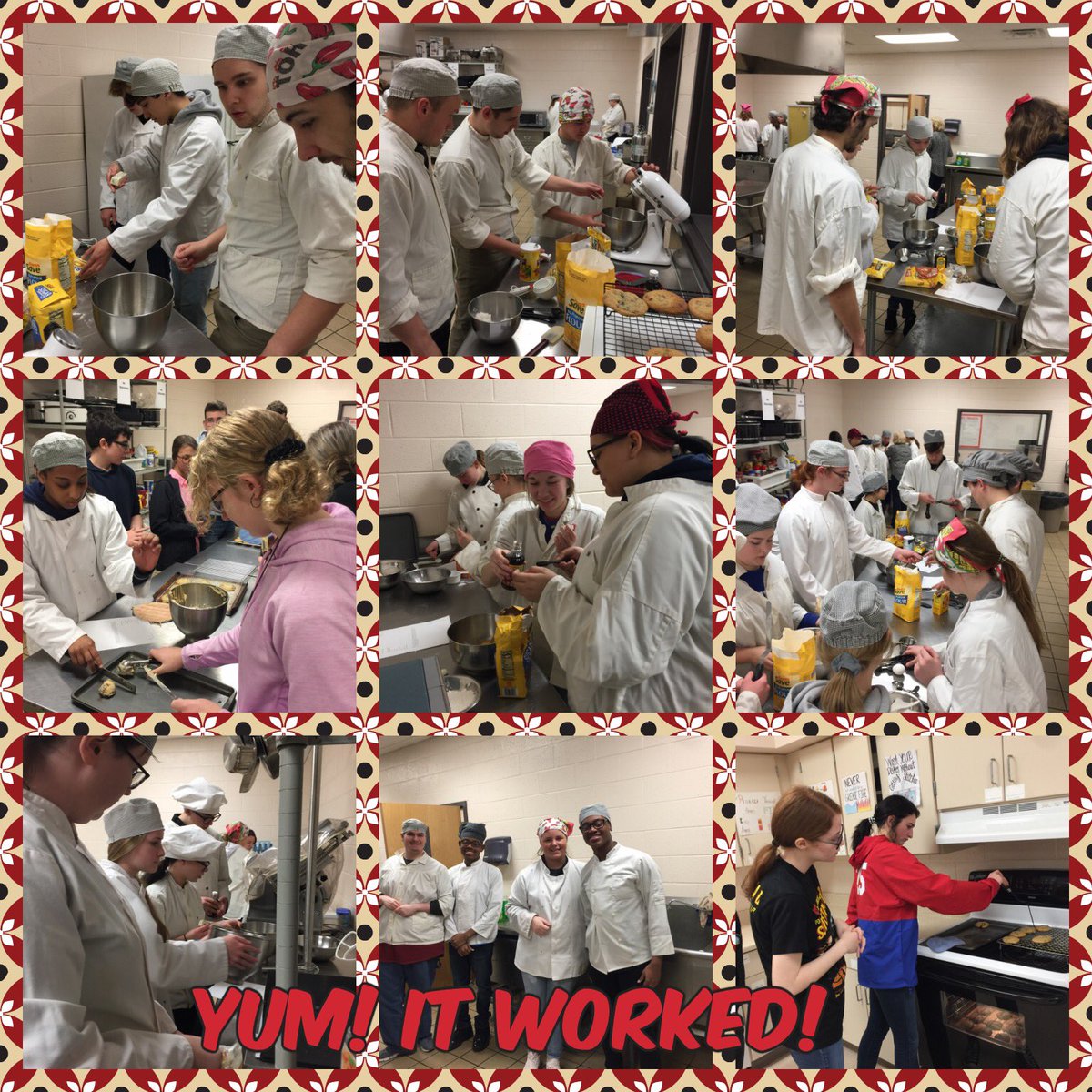 OCCRebels's tweet photo. Part 1: Advanced Chemistry and Culinary Arts combined to convert moles of ingredients into units of measure for a chocolate chip cookie recipe.  

Part 2: Monday we reconvened to see if our measurements were correct.  Conclusion: deliciousness!! https://t.co/JqfvHXg8f8