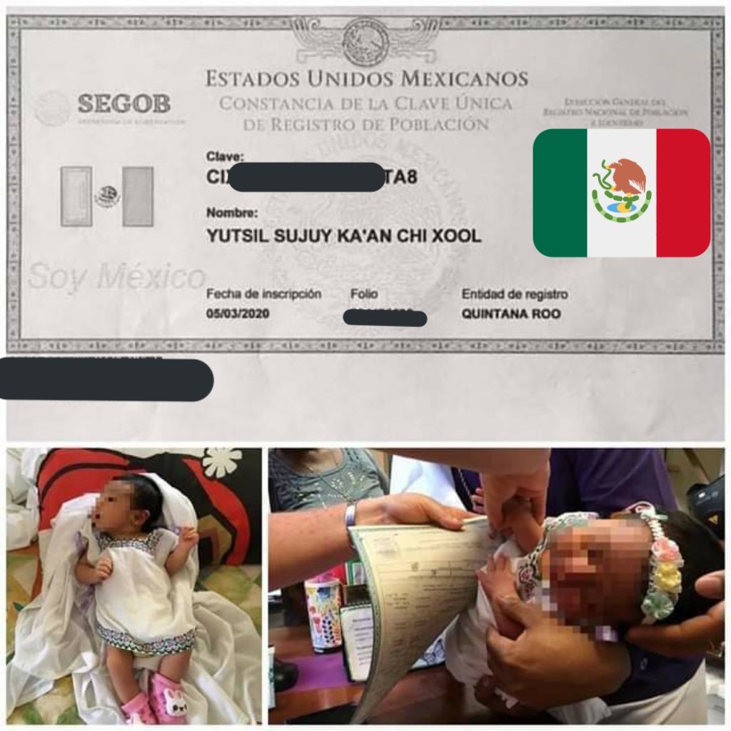 Lycaones's tweet image. REGISTRAN A BEBÉ CON NOMBRE COMPLETO EN MAYA

Yutsil Sujuy Ka'an Chi Xool, es el nombre de la hija de Hilario Chi Canul, quien registró a su pequeña con un nombre completamente en maya, algo inusual. 

Según la fuente el nombre significa «Bonito Cielo Despejado» .