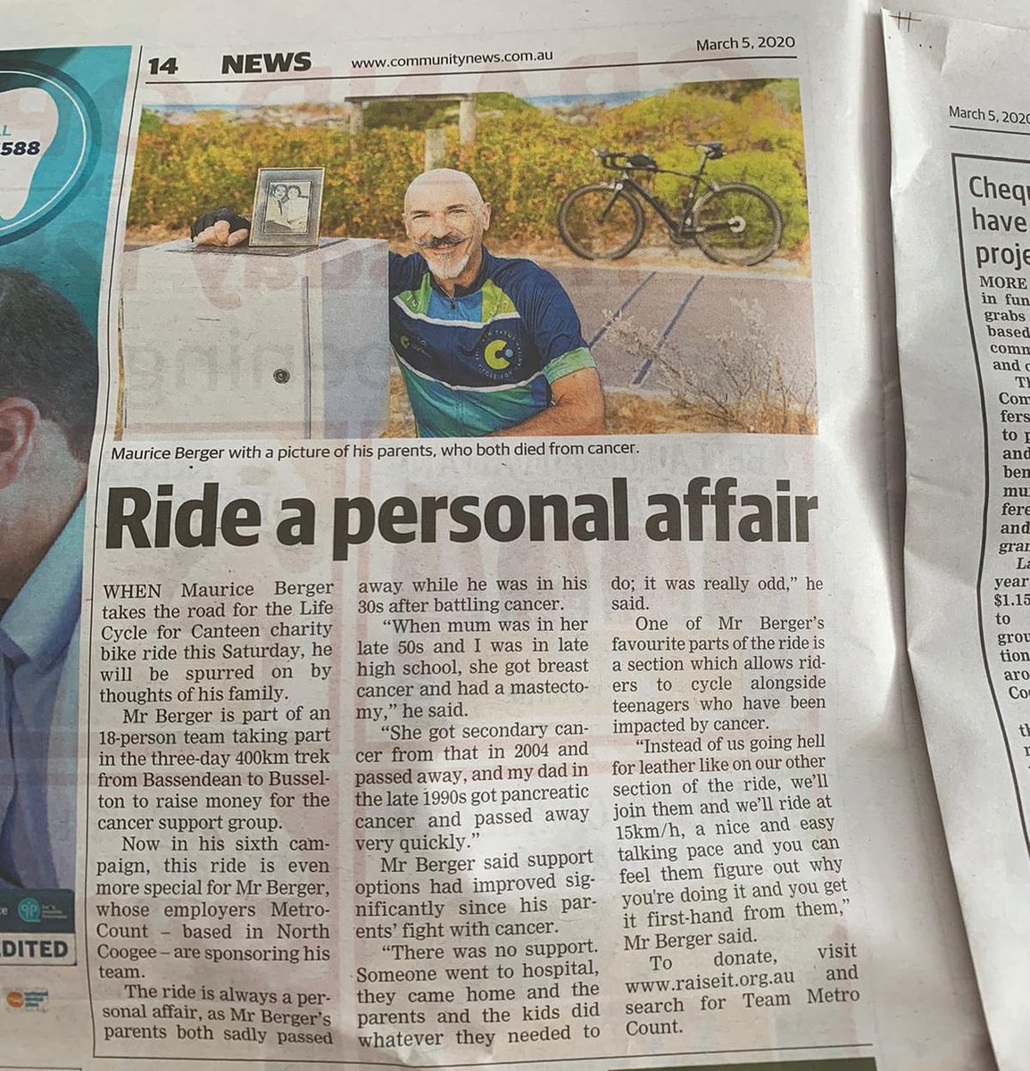 Thanks again to @commnewsgroup and @BenSmith94 for allowing me to tell my story re #Cancer. Life Cycle for @CanteenAus ride starts tomorrow! Still accepting donations 😁.
#cancerfreeworld #helpingthekids #rideforcharity