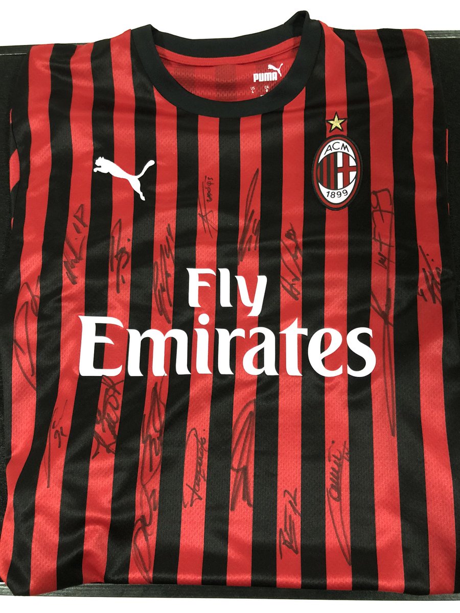 jennylam8's tweet photo. Asked long time family friend @asmir1 if there was any way he could send anything we could use for Pal’s silent auction tomorrow. Comes through with an @acmilan jersey signed by the squad (yes, @Ibra_official too). The soccer community’s reach &amp; support continues to amaze! https://t.co/t6Q49vyQtS