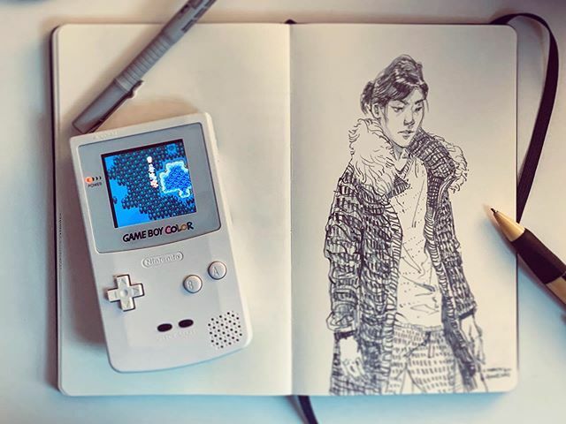 dre_drew_it's tweet photo. Alternating between #dragonwarrior3 and filling up my sketchbook! :))) #andrewee #art .
.
.
.
.
#gameboy #retrogaming #shotoniphone #Apple #artist #illustration #doodle #drawing #people #places #faces #nyc #newyork #sketch #sketchbook #artistsoninstagram… https://t.co/TJaPHkfome https://t.co/UG2azYNqDm
