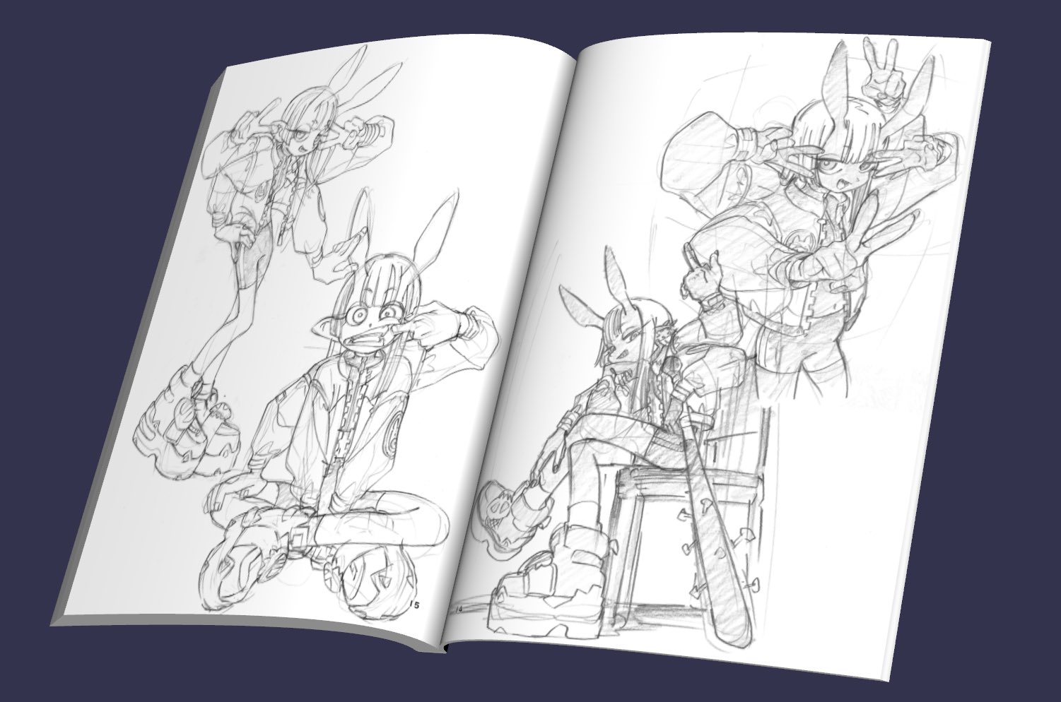Art Book Hanabushi PIGGY ONE Kung-Fu-Piggy One rough sketch