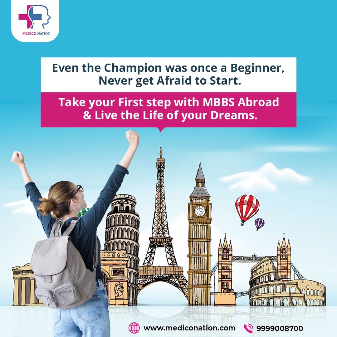 mediconation's tweet photo. 👉The beginnings are always tough but it shouldn't be the reason for you to stop. Let us help you take the first step in the right direction..!!
.Contact Us - 9999008700
.Email Id - info@mediconation.com
.Website - https://t.co/hddxr9f2Lc
.
#neet  #mbbs #mbbsabroad #studyabroad https://t.co/pFZdh6ISVv