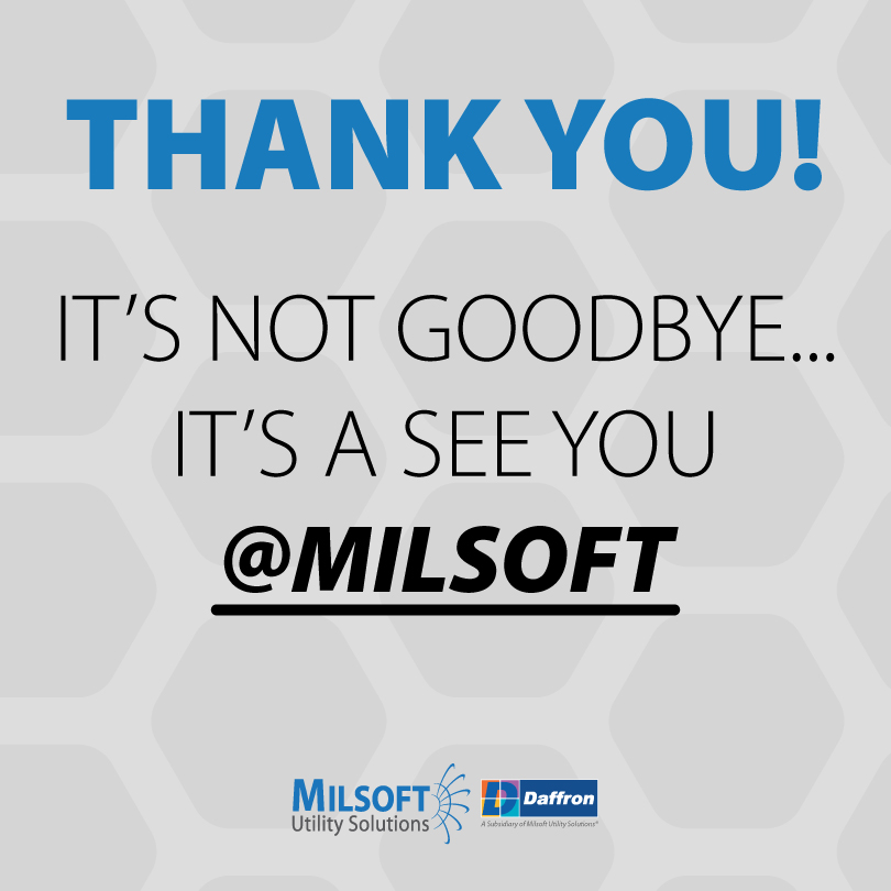 DaffronAssoc's tweet image. As many of you may know, in 2019, Daffron became a subsidiary Milsoft Utility Solutions. Starting next week, Daffron will no longer be an active Twitter account. We welcome you to follow @milsoft to keep up to date on all things Milsoft and Daffron related! Thank you!