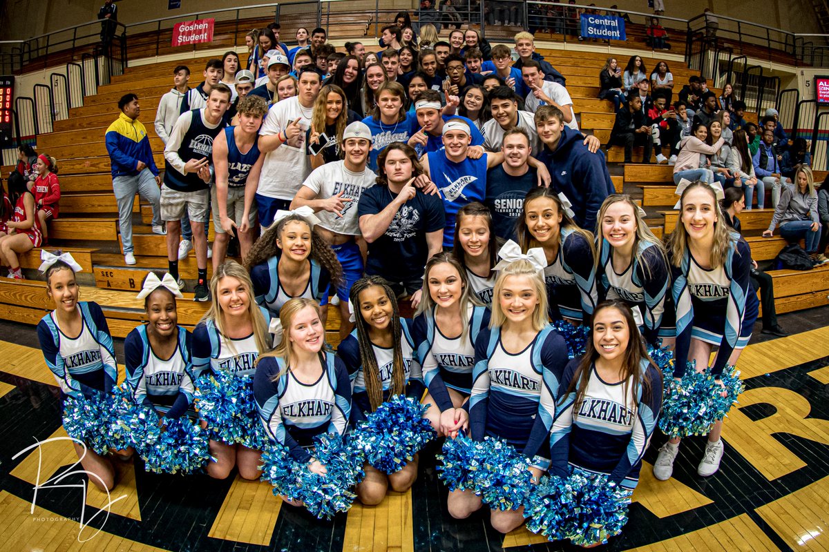 Elkhart Central Cheer Block &amp; Cheer Squad at the Elkhart Sectional matchup between the Blue Blazers and the Penn Kingsmen. <a href="/BarstoolEchs/">Barstool Blazers</a> @echs_sports <a href="/ElkhartBlazers/">Elkhart Blazers</a> <a href="/haineyfotog/">…</a>