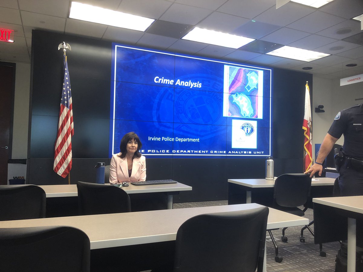 AdamDMarsden's tweet photo. This week I spent with Lorie Velarde of Irvine PD. Not just a guru in #geographicprofiling but a great mentor. Learnt a lot from her work in #missingpersons cases. #crimeanalysis #serialcrime #california #irvine https://t.co/5xYu8JcnCb