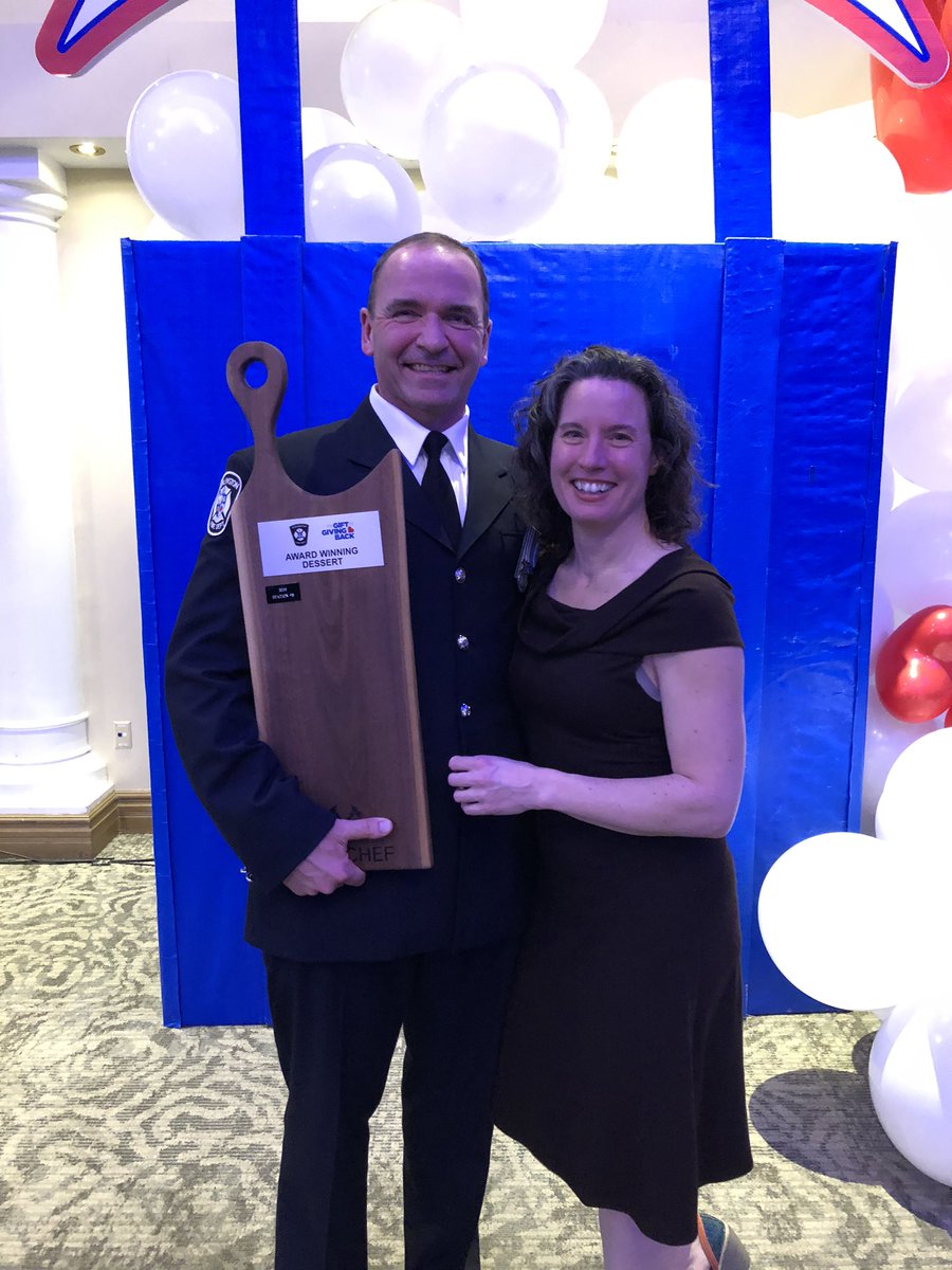 giftgivingback's tweet photo. Clean sweep! 🧹 Congratulations to @BurlingtonFire Station 4 for their award-winning Chocolate Pate - taking home awards for all three dishes at our Top Chef fundraising event! 🔥 #BurlON https://t.co/9EwtrxDT7Q