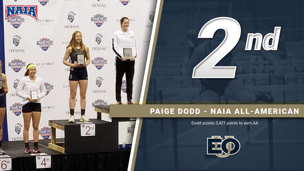 After Day 1, #EOUtf already with 2️⃣ All-Americans!!! 🙌

Senior Paige Dodd earned All-American with a 2nd place finish in the women's pentathlon, scoring the 2nd most points in EOU history with 3,421! 🏅

#TheEasternWay
