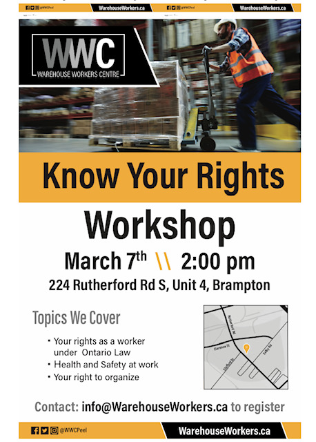 Coalition for Fair Work Peel (@fairworkpeel) on Twitter photo Got a bad boss or an issue at work? Free Know-Your-Rights legal workshop this Saturday in #Brampton w/ <a href="/WwcPeel/">Warehouse Workers Centre - Peel</a> #PeelNews #Mississauga #WorkersRights Got a bad boss or an issue at work? Free Know-Your-Rights legal workshop this Saturday in #Brampton w/ <a href="/WwcPeel/">Warehouse Workers Centre - Peel</a> #PeelNews #Mississauga #WorkersRights