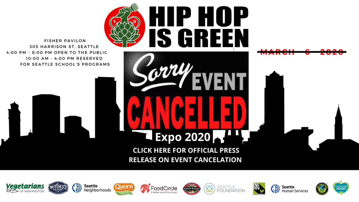 Seattle, Washington, March 3rd , 2020: Hip Hop is Green (HHIG) founder, Keith Tucker,
announces the rescheduling of the upcoming Hip Hop is Green eXpo that was scheduled for March
6th due to the spread of the COVID-19 corona virus. Full press at hiphopisgreen.com