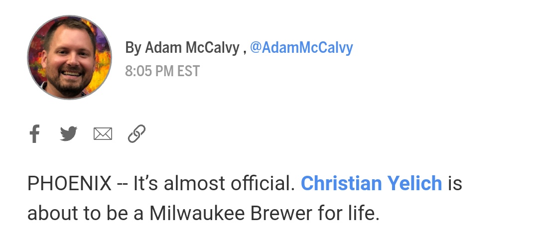 ReviewngTheBrew's tweet photo. I could read this paragraph all day long and never get tired of it @AdamMcCalvy 

Christian Yelich is about to be a Milwaukee Brewer for life. https://t.co/lz1pUzc1Bf