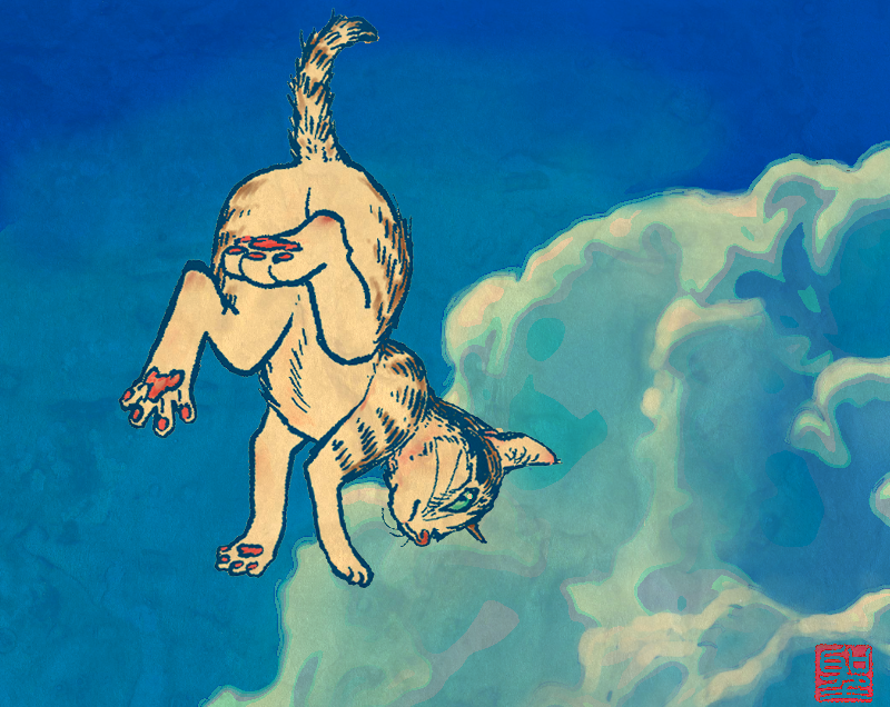「空を踊る 」|CatCuts ✴︎日々猫絵描く漫画編集者のイラスト