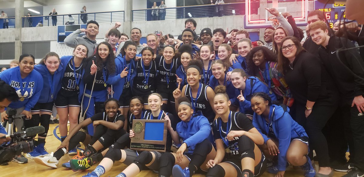 HopkinsRoyals's tweet photo. Girls basketball is headed back to the State Tournament! They beat @WayzataTrojans 86-76 in a battle to the buzzer. The Trojans have so much to be proud of. Best of luck to their seniors! See ya back here next season, Trojans?! https://t.co/YffJYjUnc6