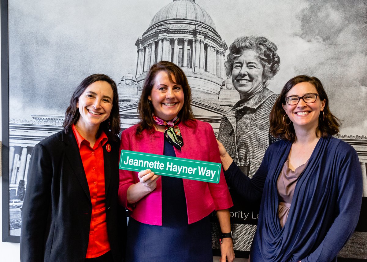 WaStateSenate's tweet photo. Earlier this week, a celebration was held to unveil a piece of art in INB commemorating former Senate Majority Leader Jeannette Hayner (R-16).  Senator Hayner represented the 16th district 1977-1993.  She served as the Senate’s first female Majority Leader from 1981 to 1983. https://t.co/fKkvTkVH8Q