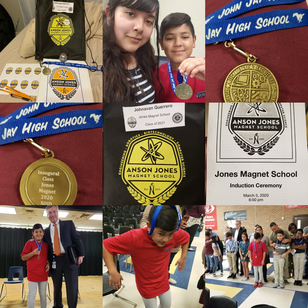 pguerrero5th's tweet photo. Induction Ceremony for the first Middle Magnet School and my Johnavan gets to be apart of it. I'm so extremely proud of him! He is now super excited about middle school because he will be doing what he enjoys most, STEM!! @NISD @NISDJonesSTEM @NISDEvers @briantwoods1 #JonesSTEM https://t.co/OfBAMjU7G8