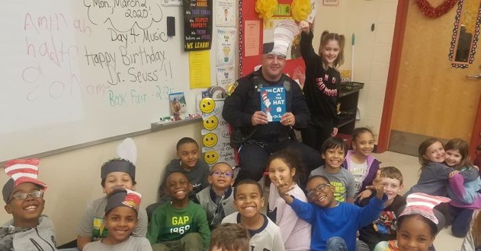 PoliceOne's tweet photo. Pa. officer responds to false alarm at school, ends up reading to class instead https://t.co/XNHAlVGy2J https://t.co/R1X3HxBVmU