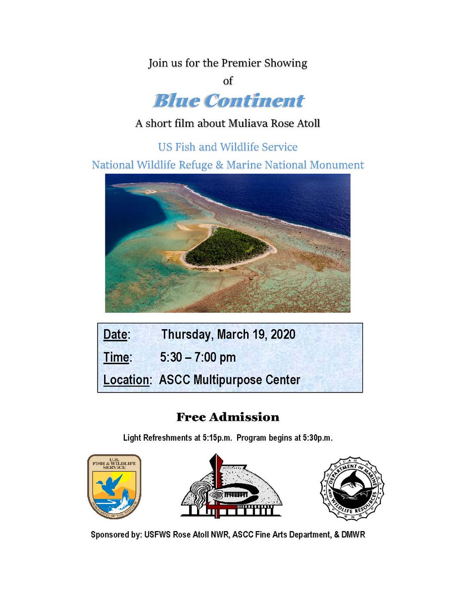 asdmwr's tweet photo. Premiering the "#BlueContinent."
We are bringing #Muliava to you!
Take a journey with us to discover #Muliava #RoseAtoll. Explore the diverse Marine and Wildlife found on the island. Explore and experience cultural connections between the #AmericanSamoa Islands. https://t.co/0l1mpanwpl