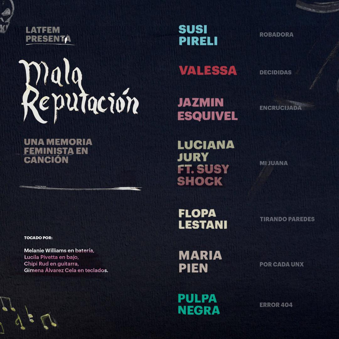En #MalaReputación 🎧 LATFEM reunió a Flopa Lestani, Susi Pireli, Luciana Jury y Susy Shock, Pulpa Negra, Jazmín Esquivel, María Pien y Valessa con una banda de lujo conformada especialmente para la ocasión 👩🏾‍🎤🔥