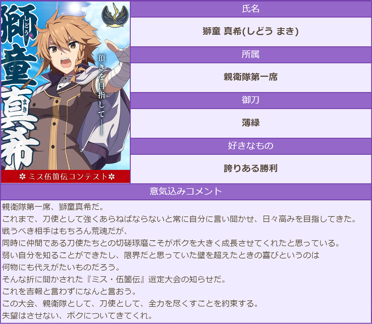 刀使ノ巫女 とじとも ゲーム公式 ミス伍箇伝 意気込みコメント ミス 伍箇伝コンテスト開催中 エントリーno 2 柳瀬 舞衣 の意気込みコメントを紹介します とじとも T Co Fc1ijx1byk Twitter