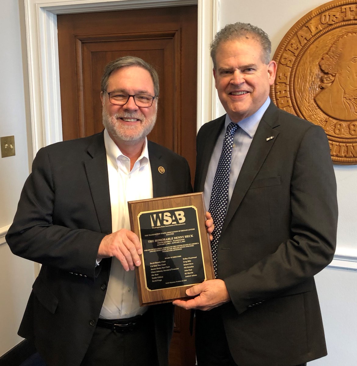 WABROADCASTERS's tweet photo. Thanks to Rep. Denny Heck for his service to the state of Washington and for his support of local broadcasters!  #WeAreBroadcasters https://t.co/lKwATSTNLT
