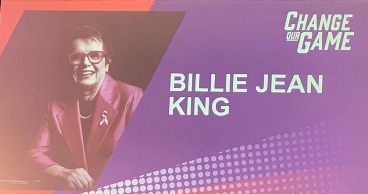Sports icon and long-time advocate for gender equality and social justice <a href="/BillieJeanKing/">Billie Jean King</a> sharing her insights on social change and equality <a href="/ChangeOurGame/">ChangeOurGame</a> #IWD2020 Lunch #FillTheMCG <a href="/victoriauninews/">Victoria University</a> #womeninsport
