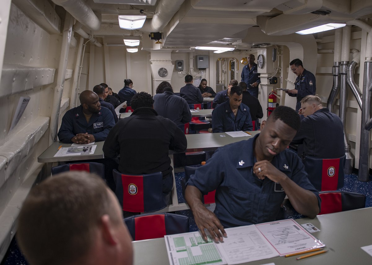 SDLPD22's tweet photo. USS San Diego (LPD22) 2nd Class Petty Officers took the E6 Advancement Exam today - wish them luck!

#USNavy #SanDiego #NavyAdvancement #StayClassy #LPD22 https://t.co/OqDCvNzvMV