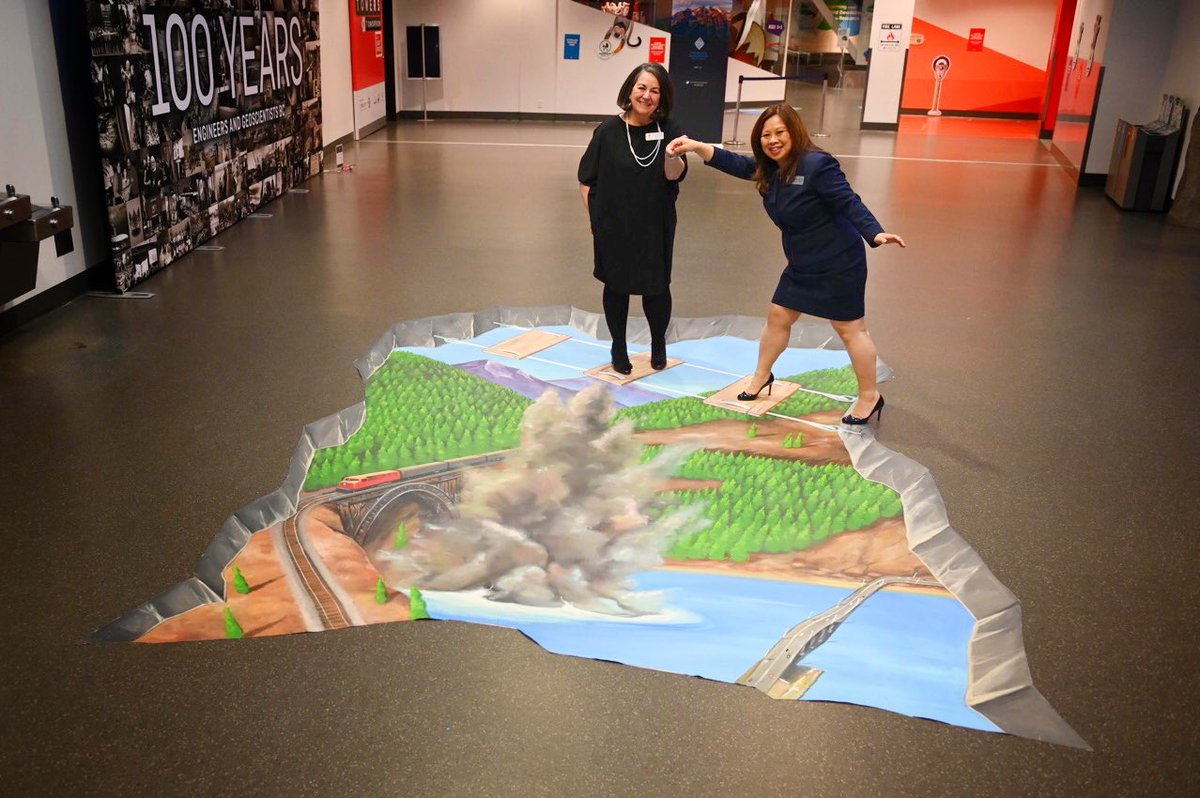 EngGeoBC's tweet photo. Tonight we celebrated our 100-year anniversary and debuted our 3-D chalk art at our Centennial Celebration at @scienceworldca. 

Pictured below are @EngGeoBC President Lianna Mah and CEO Ann English. 

Thank you to everyone who joined us for the celebrations! https://t.co/7ADLIJ7z1r