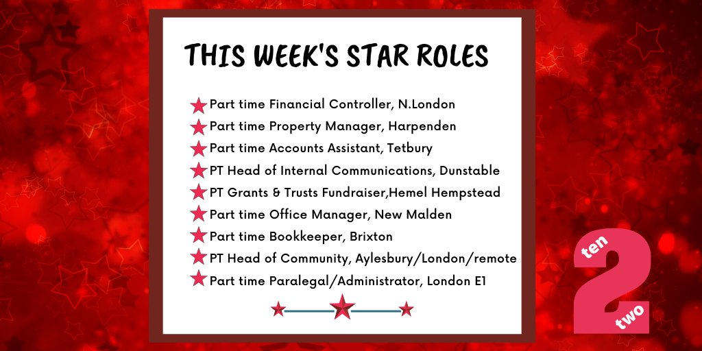 Ten2Two's tweet photo. These are just some of the lovely #flexibleworking roles we have had on offer at Ten2Two this week! Interested?  

Please call us on 01442 503727. 

#applynow #jobsearch #hiring #parttimejobsnearme https://t.co/V7UfVloV7B