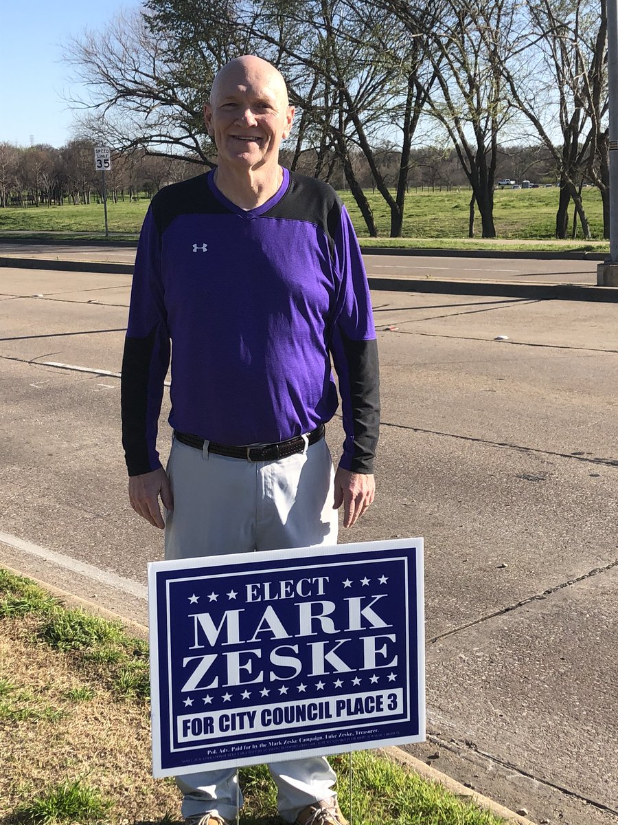 MarkZeske's tweet photo. The weather is nice, primaries are over, and I am putting out signs. Send an email to markzeske@yahoo.com if you want a yard sign. Place 3 is west of Belt Line. https://t.co/6VSaRXLUKt