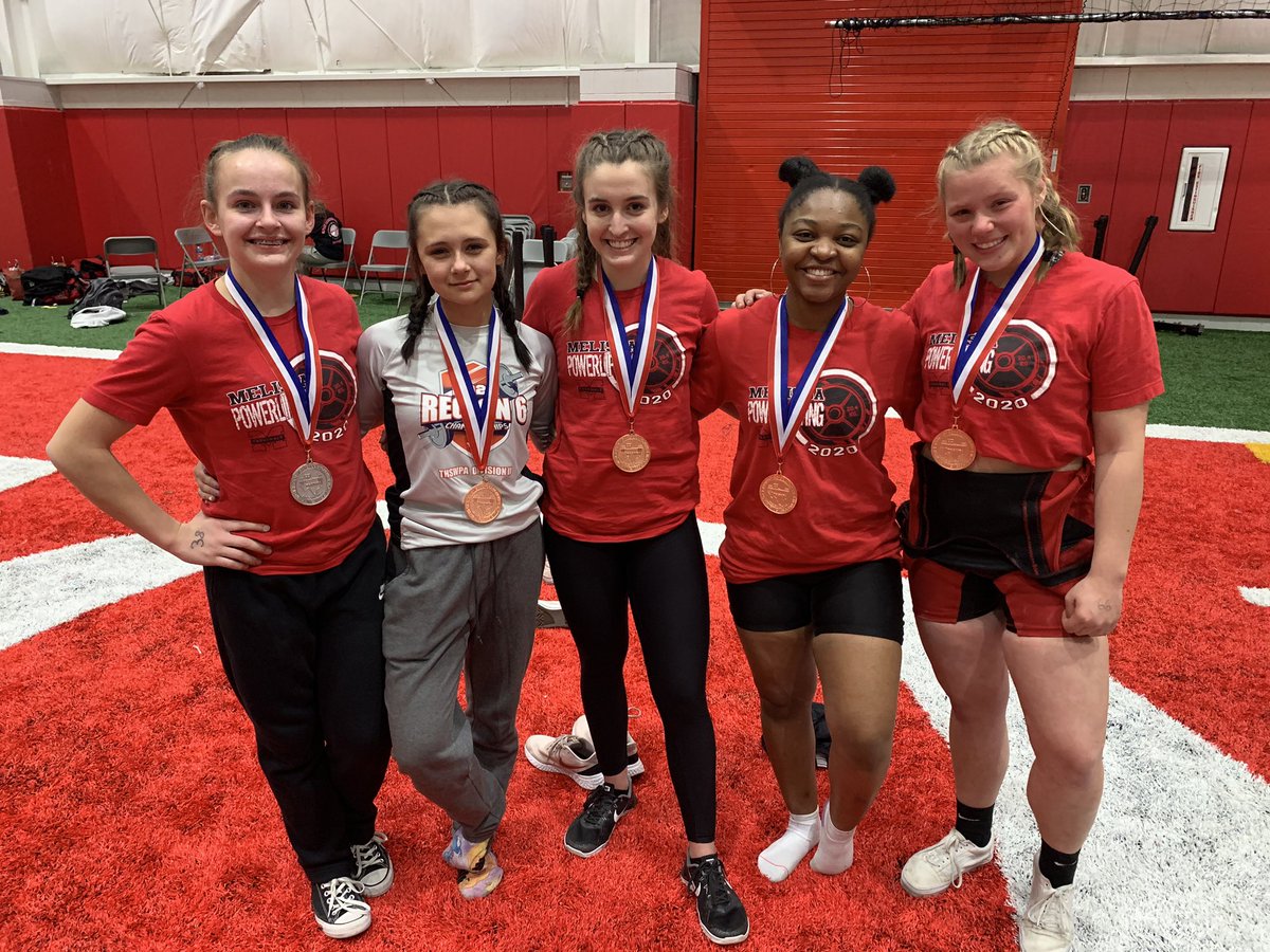 MHSCardsPWL's tweet photo. Your Lady Cardinals placed 4th in the Region 6 Division 2 Championship! 

Congratulations to @Ellabranson19  and Raegan Knight for advancing to the STATE Powerlifting meet in Waco, TX!

5 total medalists is a team record! #COMPETE https://t.co/2b1Uzfu2Di