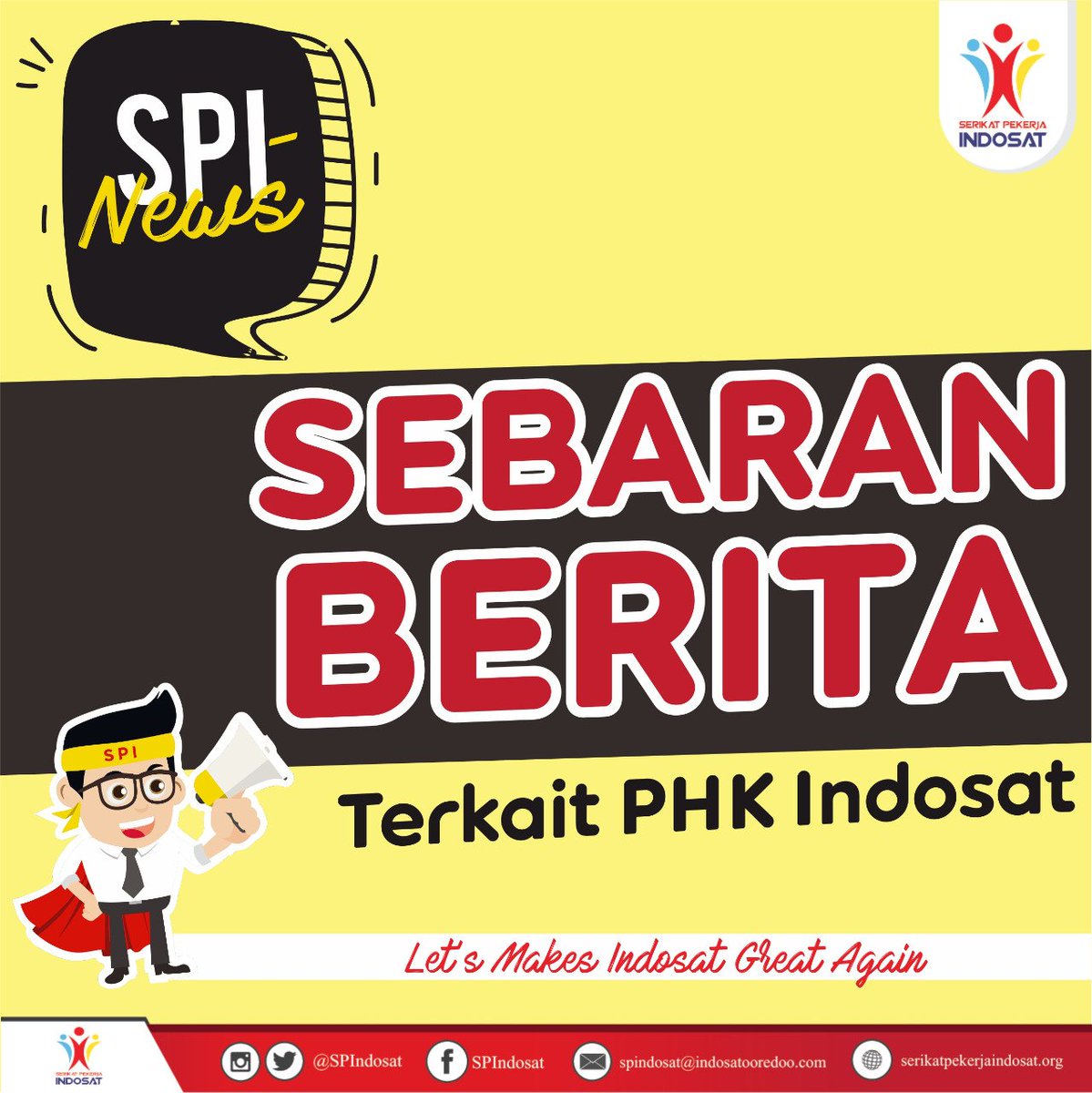 spindosat's tweet photo. SEBARAN BERITA
Terlampir adalah pemberitaan di berbagai media massa terkait perlawanan kita terhadap PHK di Indosat yang dilakukan bertentangan dengan ketentuan.

#SPI⁣⁣
#SPINDOSAT⁣⁣
#PHK
#Outsourcing
#INTIMIDASI
#PHKIndosat
#SerikatPekerjaIndosat⁣⁣
#UNION⁣⁣
#indosat https://t.co/cyQg2Qytxq