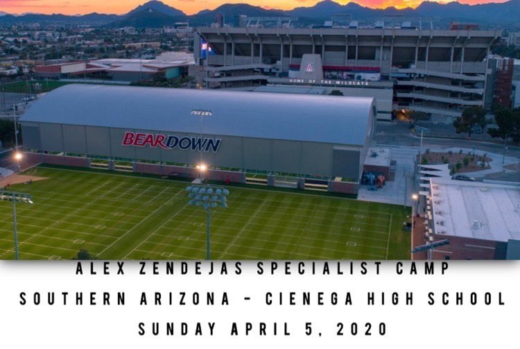 AZKicking's tweet photo. SOUTHERN ARIZONA CAMP.
.
Sunday April 5, 2020.
.
Cienega High School.
.
Register at https://t.co/nGrh2cJA0M.
.
#azkicking #aztraining #alexzendejaskicking #alexzendejastraining #kicker #kicking #punter #punting #snapper #snapping #sport #sports #training #strength #fitness https://t.co/74SSh9qkbc