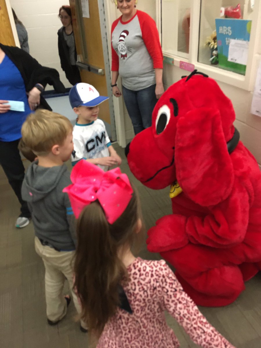 Clifford and Dr. Seuss were here tonight on Family Reading Night! #JESEagles