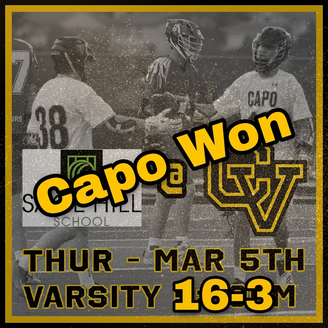 CapoBoysLax's tweet photo. ⭐Capo Varsity defeats Sage Hill 16-3⭐
ONE FAMILY ONE PURPOSE 
#wearecv #gocapo #boyslacrosse #highschool #varsity #jv #lacrosseislife #laxlife #lacrosse #lax #growthegame #sports #lacrosseseason #workhard #teamwork #strong #game #gamestagram #gameday #gametime https://t.co/kfNIB0msrK