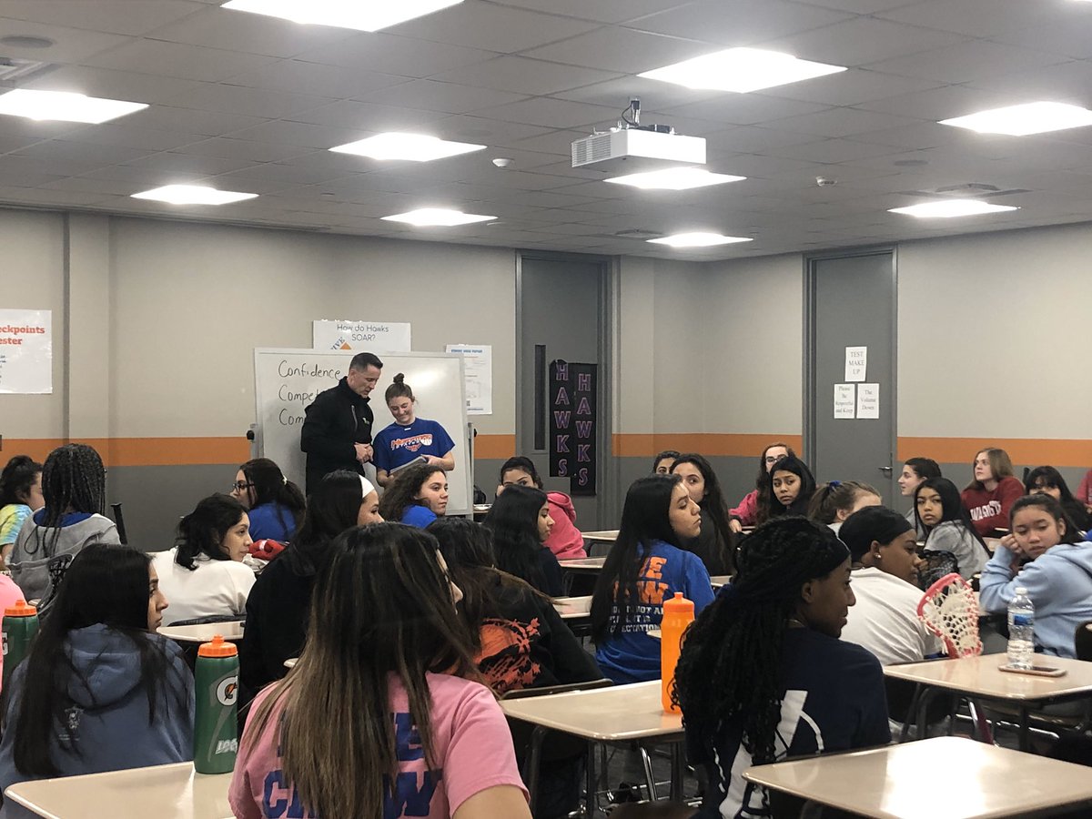 HoffmanGlax's tweet photo. Such a great experience for our girls tonight. Big thanks to our guy Blake from @IAmBattleTested for coming out and sharing his message, stories, and putting our girls through some powerful team building challenges #Family #TTP #3Cs 🧡🥍💙 https://t.co/bjVDNqGbdY