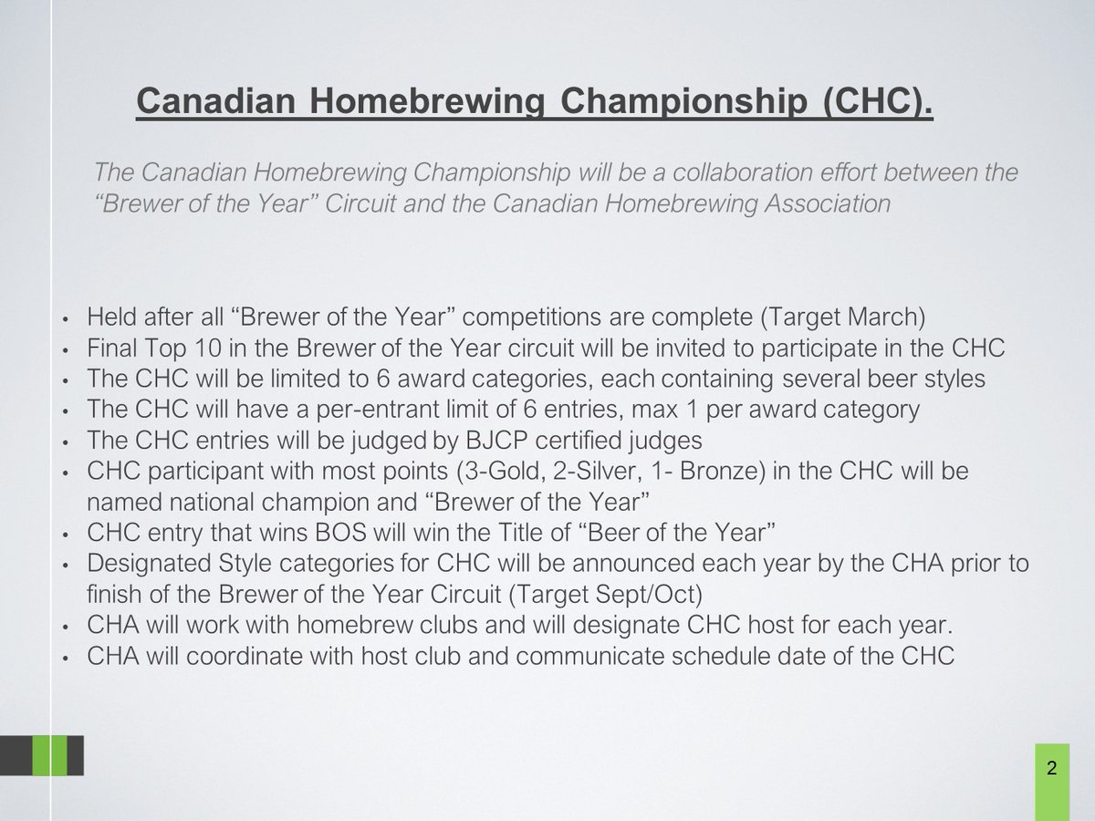 Take note: update for this season's circuit! Post-season competition to crown the Brewer and Beer of the year...like a fun playoffs after the regular season. <a href="/CanadaHomebrews/">Canada Homebrews</a>