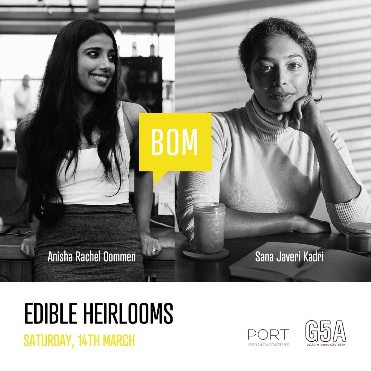 We are what we eat. Nowhere is this more apparent than when sampling India’s astounding culinary diversity. Edible Heirlooms is this month’s exploration of Identity with <a href="/SanaJaveriKadri/">Sana Javeri Kadri</a> and <a href="/anishaoommen/">anisha rachel oommen</a>. Join us, 14th March at <a href="/g5afoundation/">G5A</a>. Sign up for free, link in bio